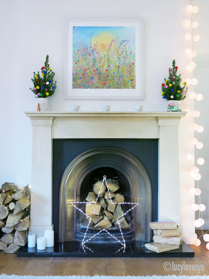 christmas-fireplace mini christmas trees ideas home inspiration