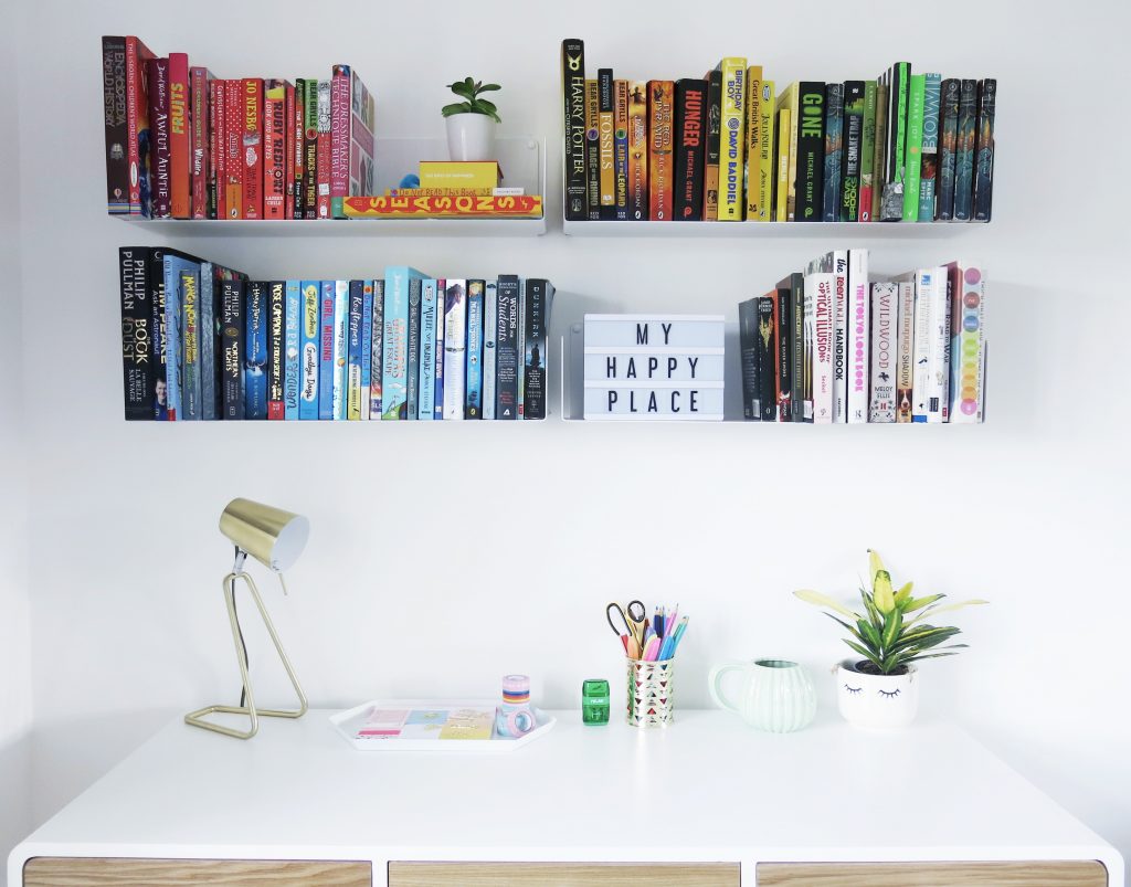 bookcase shelves retro desk