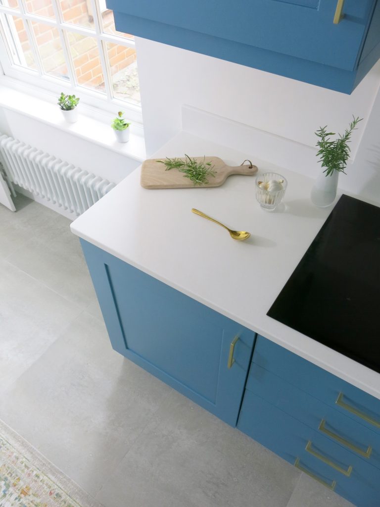 Polaris White Worktops in kitchen