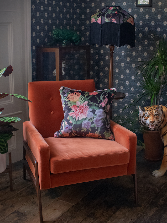 Divine Savages Floral cushion and wallpaper